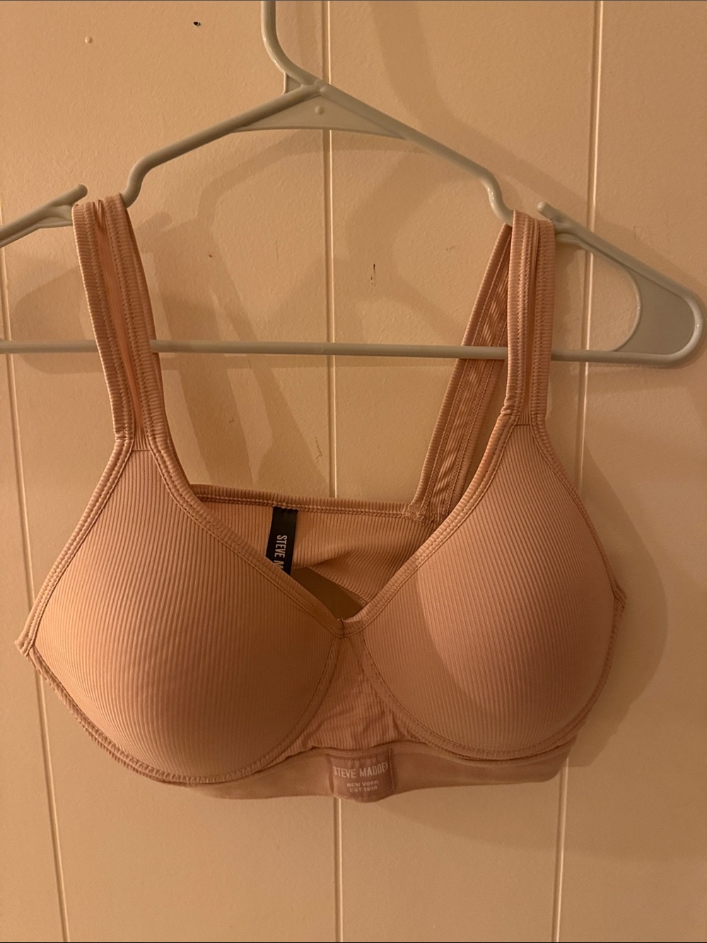 Steve Madden Blush Ribbed Padded Support Bra